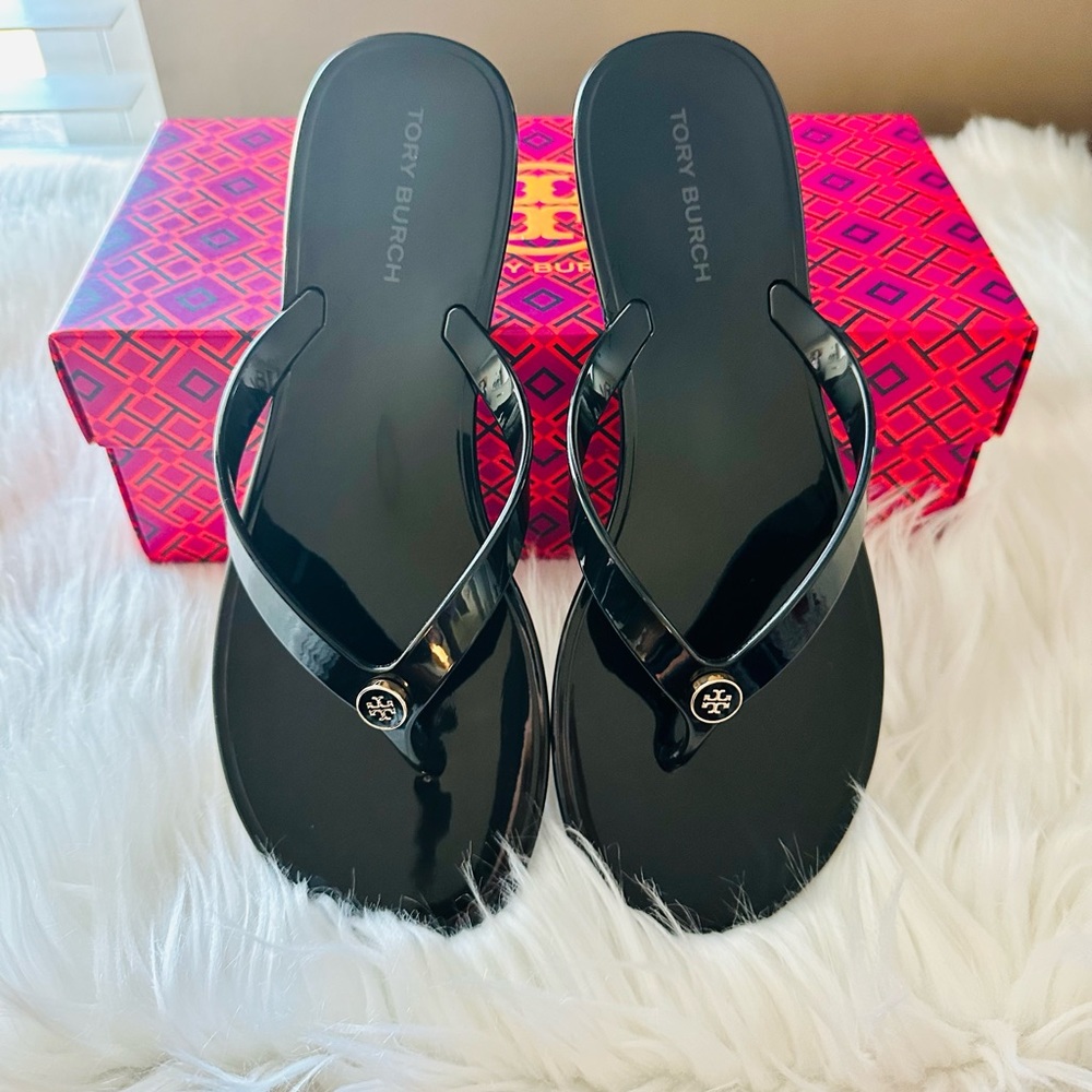 EUC Tory Burch studded Jelly thong black size 7